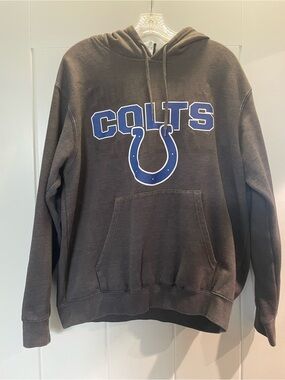 NFL Charcoal Gray Hoodie with Blue COLTS Logo - Men's Pullover